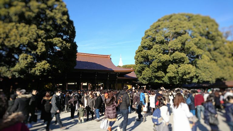 The main hall of Meiji Shirine in New Year 2018