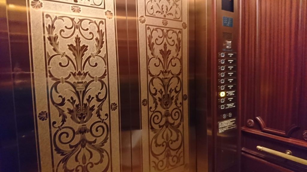 Inside the elavators of Tokyo Disneyland Hotel