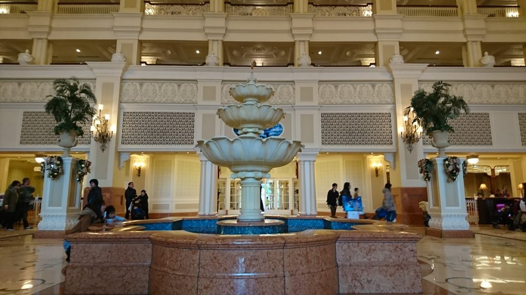 The fountain in the lobby of Tokyo Disneyland Hotel