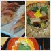 sushi and sashimi and seafood rice bowl